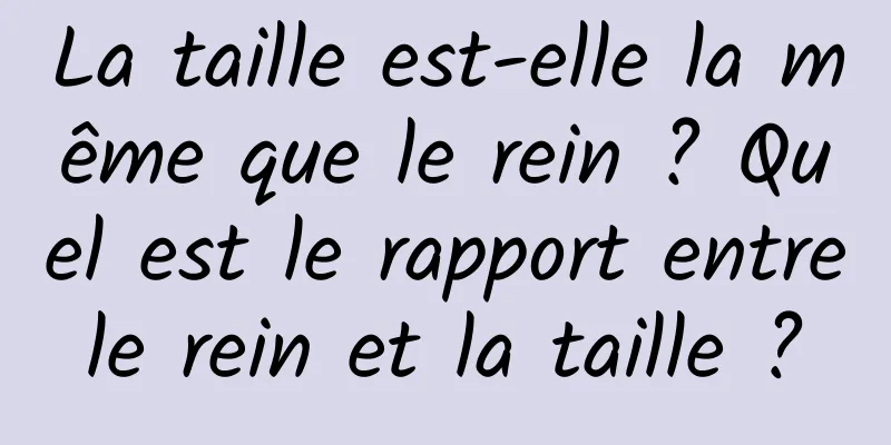 La taille est-elle la même que le rein ? Quel est le rapport entre le rein et la taille ? 