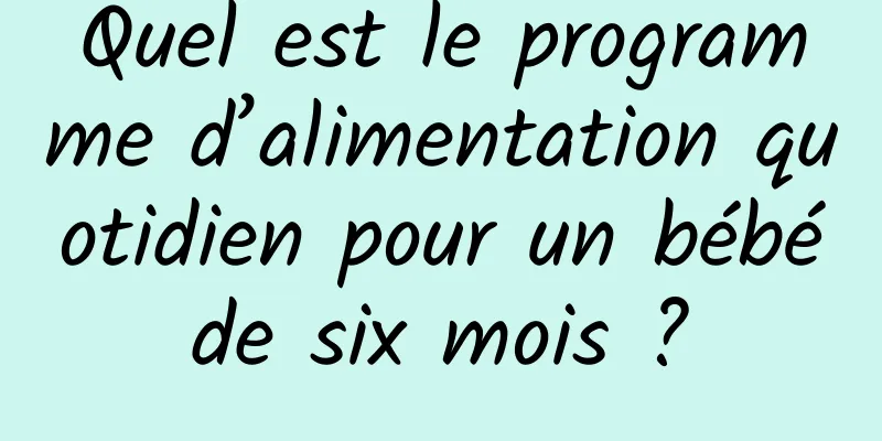 Quel est le programme d’alimentation quotidien pour un bébé de six mois ? 