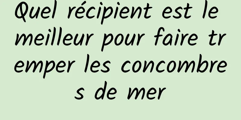 Quel récipient est le meilleur pour faire tremper les concombres de mer