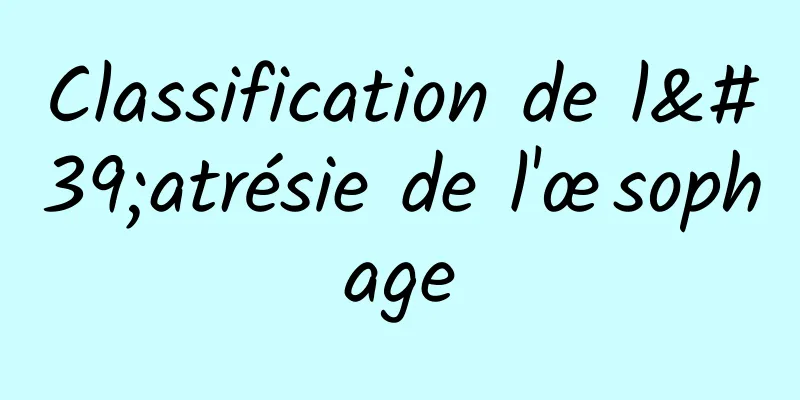 Classification de l'atrésie de l'œsophage