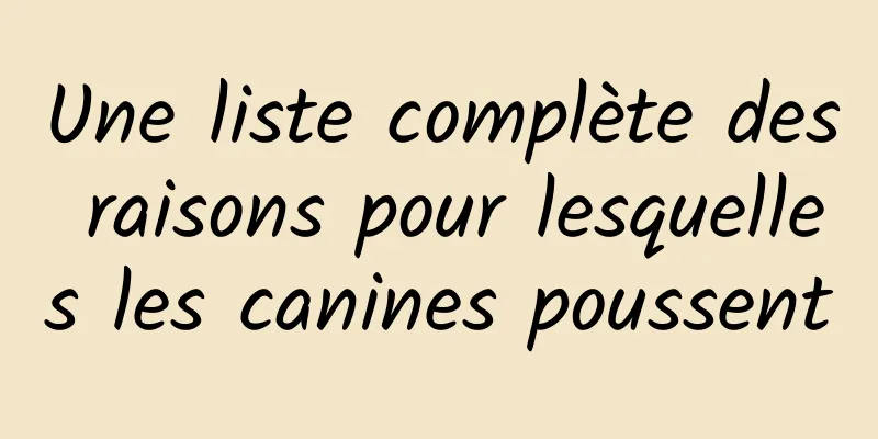 Une liste complète des raisons pour lesquelles les canines poussent