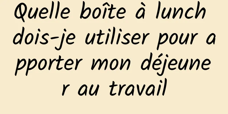 Quelle boîte à lunch dois-je utiliser pour apporter mon déjeuner au travail