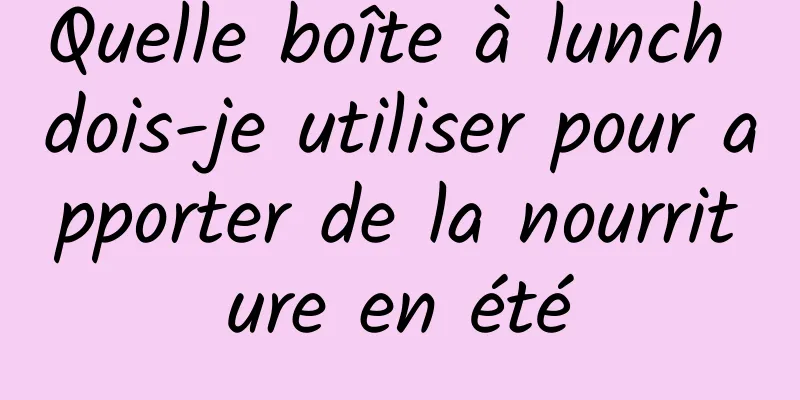 Quelle boîte à lunch dois-je utiliser pour apporter de la nourriture en été