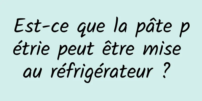 Est-ce que la pâte pétrie peut être mise au réfrigérateur ? 