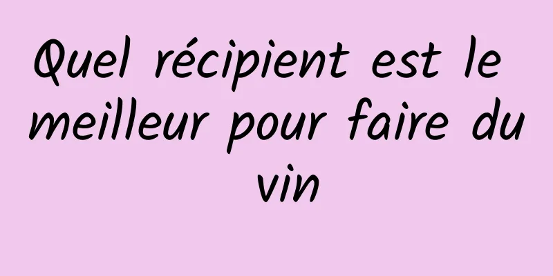 Quel récipient est le meilleur pour faire du vin