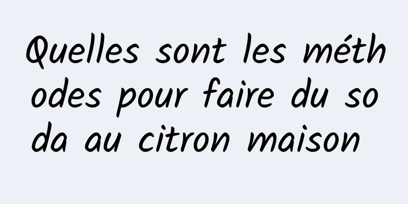 Quelles sont les méthodes pour faire du soda au citron maison 