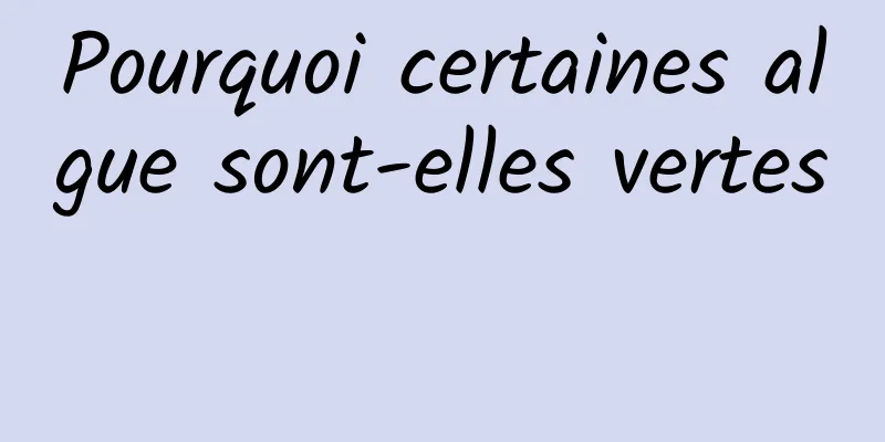 Pourquoi certaines algue sont-elles vertes 