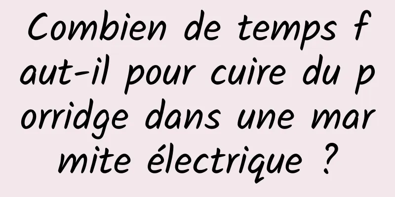 Combien de temps faut-il pour cuire du porridge dans une marmite électrique ?