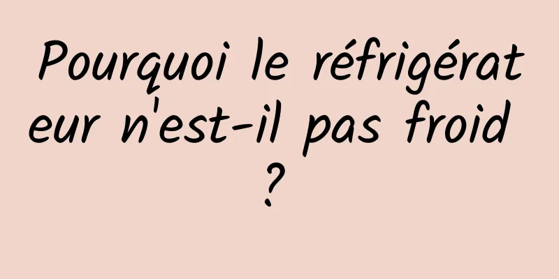 Pourquoi le réfrigérateur n'est-il pas froid ? 