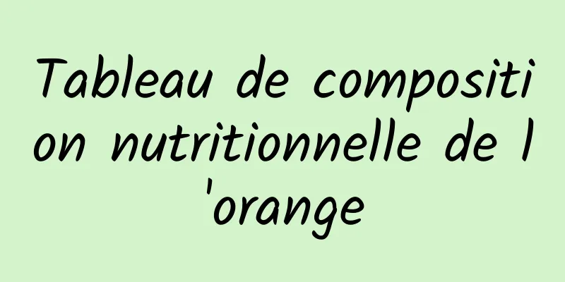 Tableau de composition nutritionnelle de l'orange