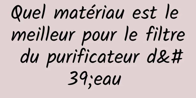 Quel matériau est le meilleur pour le filtre du purificateur d'eau 