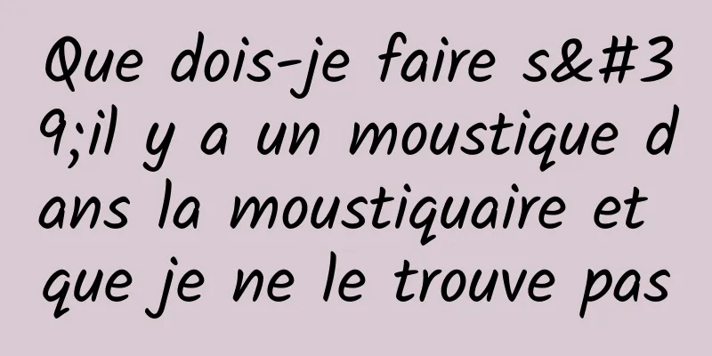 Que dois-je faire s'il y a un moustique dans la moustiquaire et que je ne le trouve pas