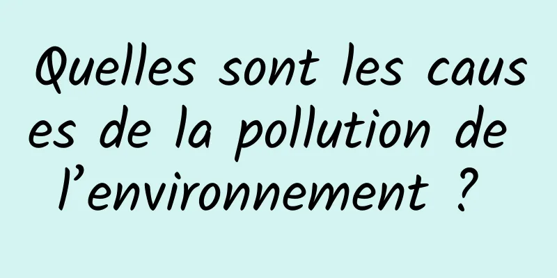 Quelles sont les causes de la pollution de l’environnement ? 