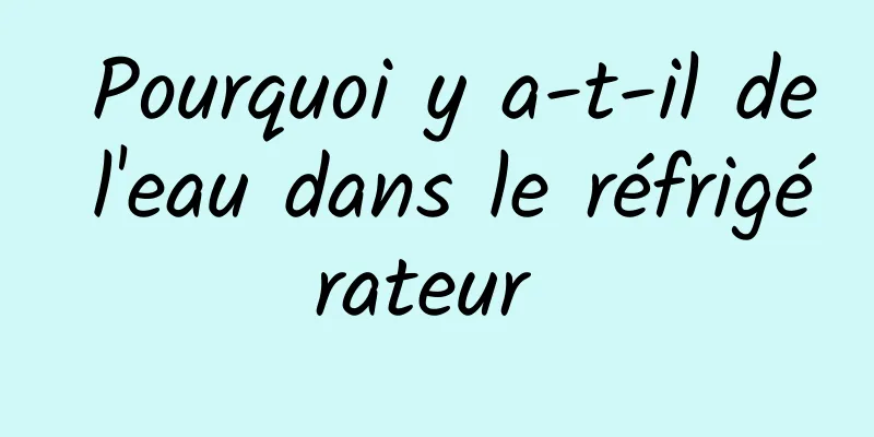 ​ Pourquoi y a-t-il de l'eau dans le réfrigérateur 