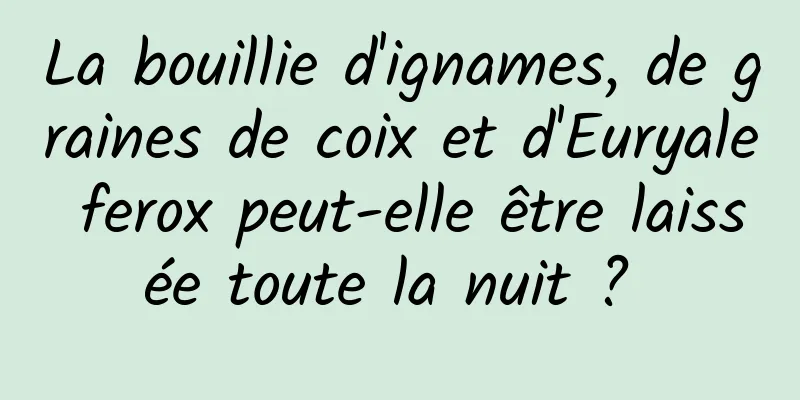 La bouillie d'ignames, de graines de coix et d'Euryale ferox peut-elle être laissée toute la nuit ? 