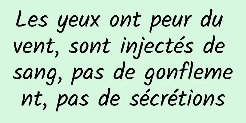 Les yeux ont peur du vent, sont injectés de sang, pas de gonflement, pas de sécrétions