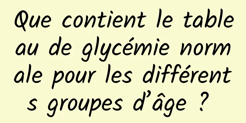 Que contient le tableau de glycémie normale pour les différents groupes d’âge ? 