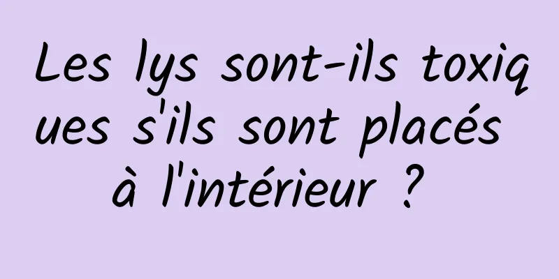 Les lys sont-ils toxiques s'ils sont placés à l'intérieur ? 