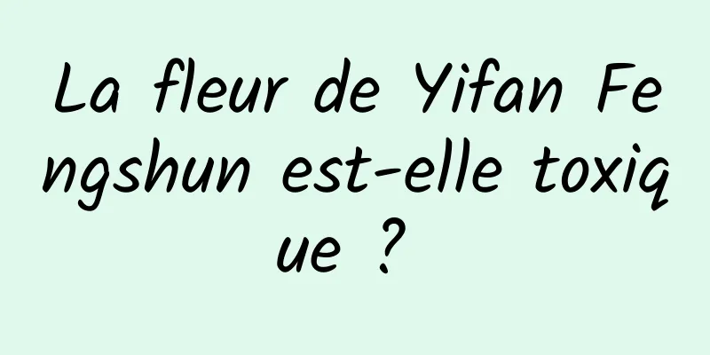 La fleur de Yifan Fengshun est-elle toxique ? 