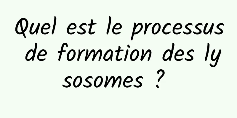 Quel est le processus de formation des lysosomes ? 