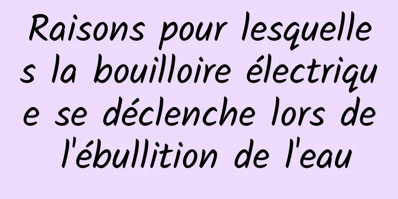 Raisons pour lesquelles la bouilloire électrique se déclenche lors de l'ébullition de l'eau