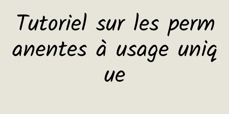 Tutoriel sur les permanentes à usage unique