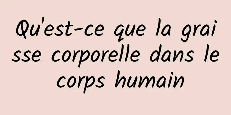 Qu'est-ce que la graisse corporelle dans le corps humain