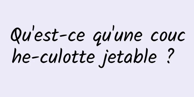 Qu'est-ce qu'une couche-culotte jetable ? 