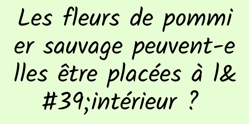 Les fleurs de pommier sauvage peuvent-elles être placées à l'intérieur ? 