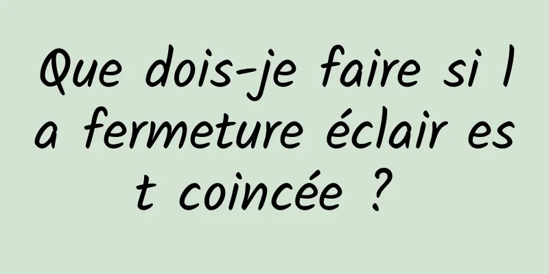 Que dois-je faire si la fermeture éclair est coincée ? 