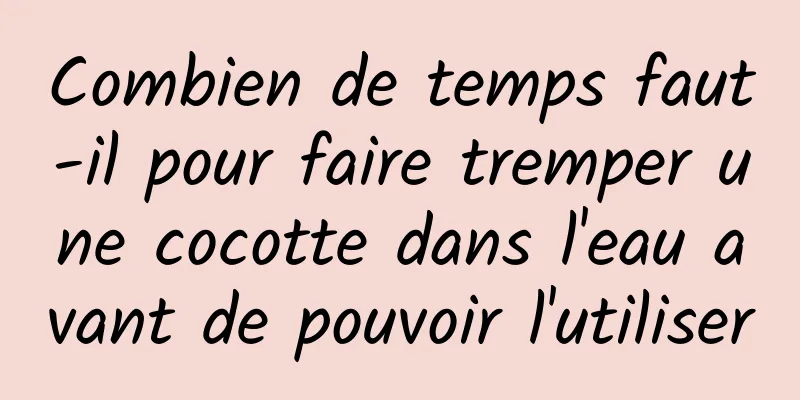 Combien de temps faut-il pour faire tremper une cocotte dans l'eau avant de pouvoir l'utiliser