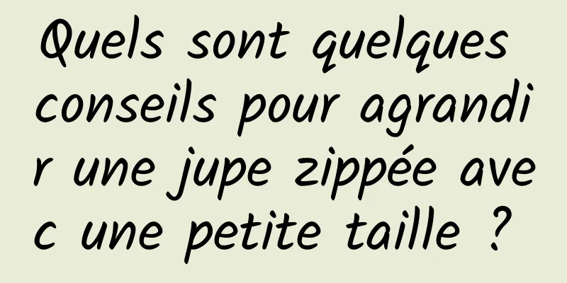 Quels sont quelques conseils pour agrandir une jupe zippée avec une petite taille ? 