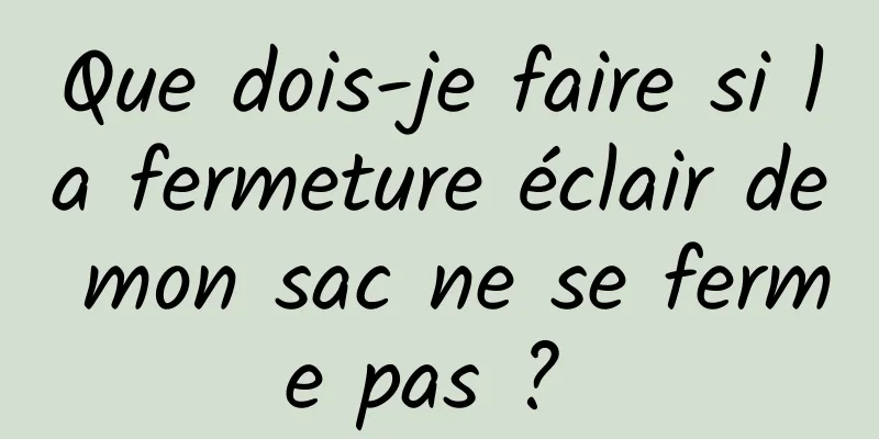 Que dois-je faire si la fermeture éclair de mon sac ne se ferme pas ? 