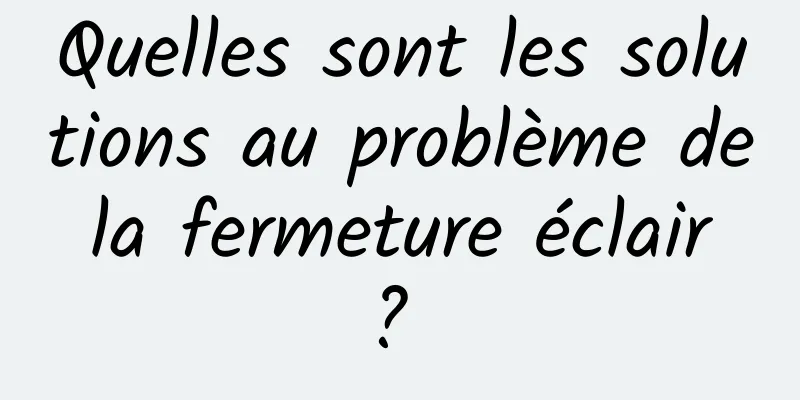 Quelles sont les solutions au problème de la fermeture éclair ? 