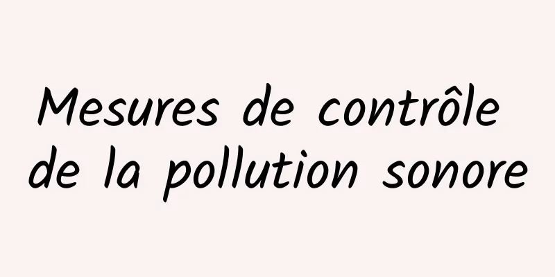 Mesures de contrôle de la pollution sonore