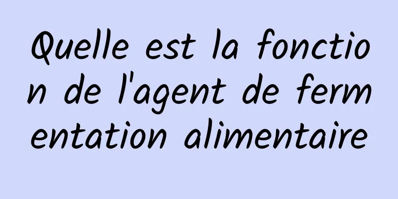 Quelle est la fonction de l'agent de fermentation alimentaire