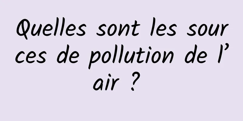 Quelles sont les sources de pollution de l’air ? 