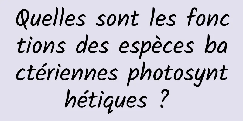 Quelles sont les fonctions des espèces bactériennes photosynthétiques ? 