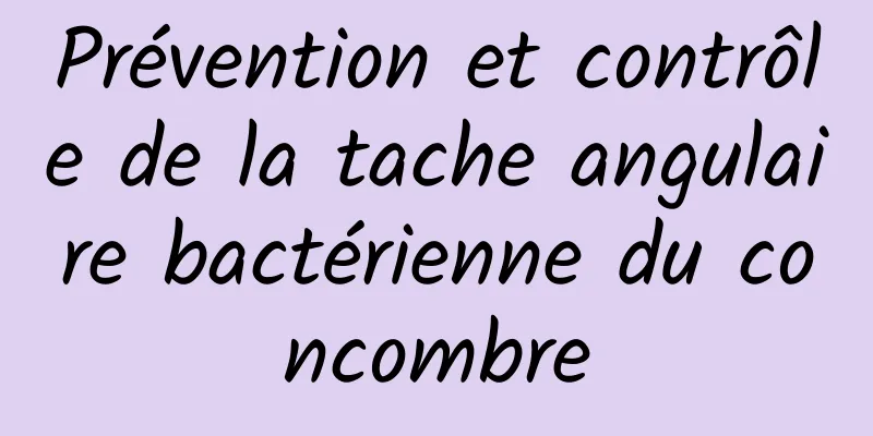 Prévention et contrôle de la tache angulaire bactérienne du concombre