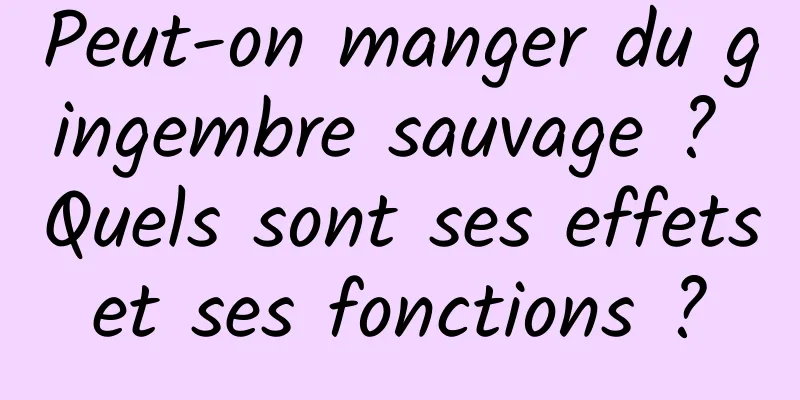 Peut-on manger du gingembre sauvage ? Quels sont ses effets et ses fonctions ? 