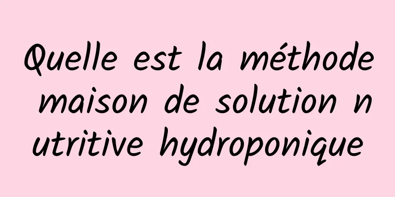 Quelle est la méthode maison de solution nutritive hydroponique