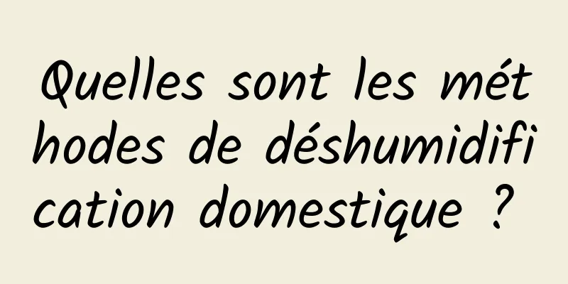 Quelles sont les méthodes de déshumidification domestique ? 