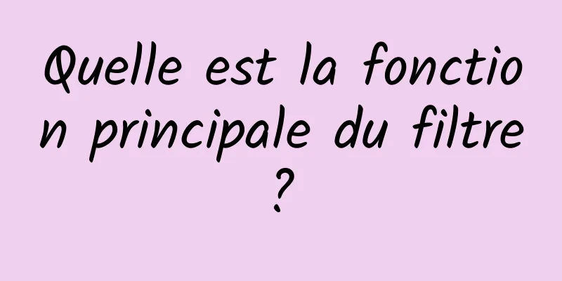 Quelle est la fonction principale du filtre ? 