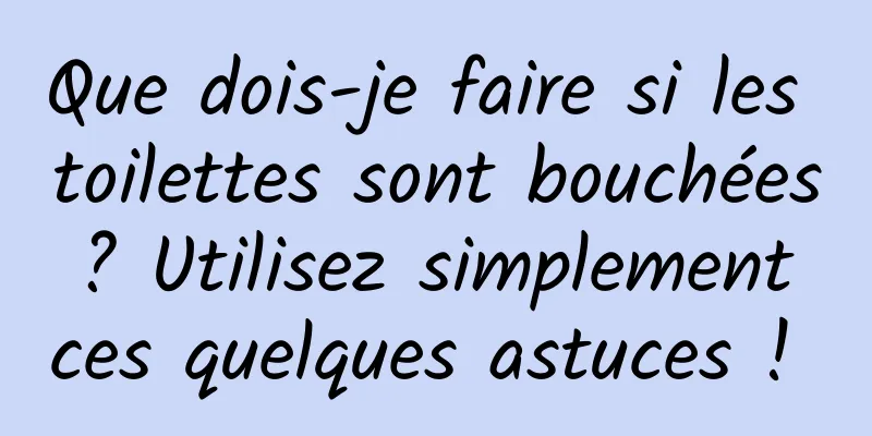 Que dois-je faire si les toilettes sont bouchées ? Utilisez simplement ces quelques astuces ! 