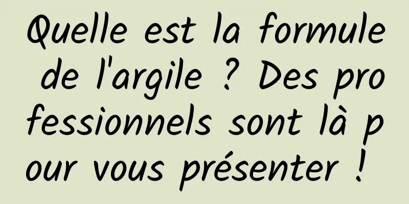 Quelle est la formule de l'argile ? Des professionnels sont là pour vous présenter ! 