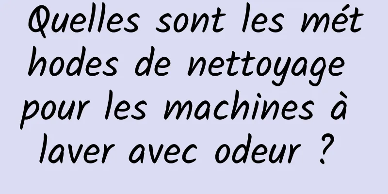 Quelles sont les méthodes de nettoyage pour les machines à laver avec odeur ? 