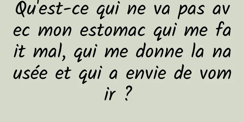 Qu'est-ce qui ne va pas avec mon estomac qui me fait mal, qui me donne la nausée et qui a envie de vomir ? 