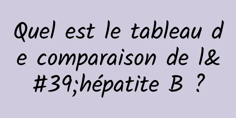 Quel est le tableau de comparaison de l'hépatite B ?