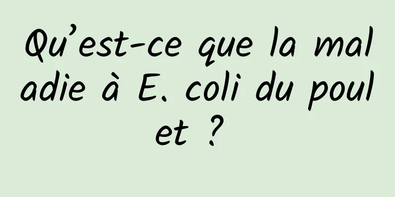 Qu’est-ce que la maladie à E. coli du poulet ? 