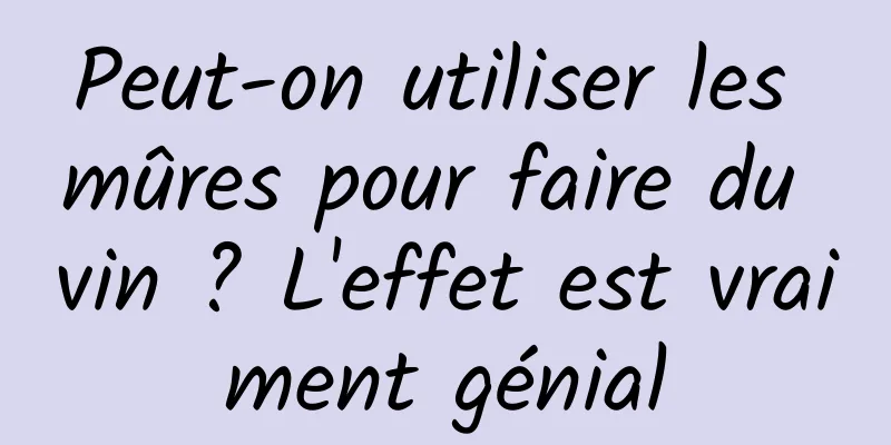 Peut-on utiliser les mûres pour faire du vin ? L'effet est vraiment génial